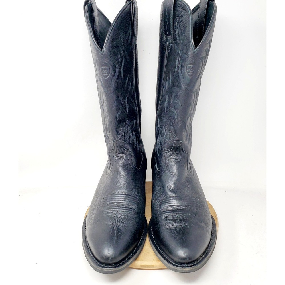 Ariat Heritage Boots Mens 13 D Black Leather Pull On R Toe Western Cowboy Shoes - Picture 4 of 15